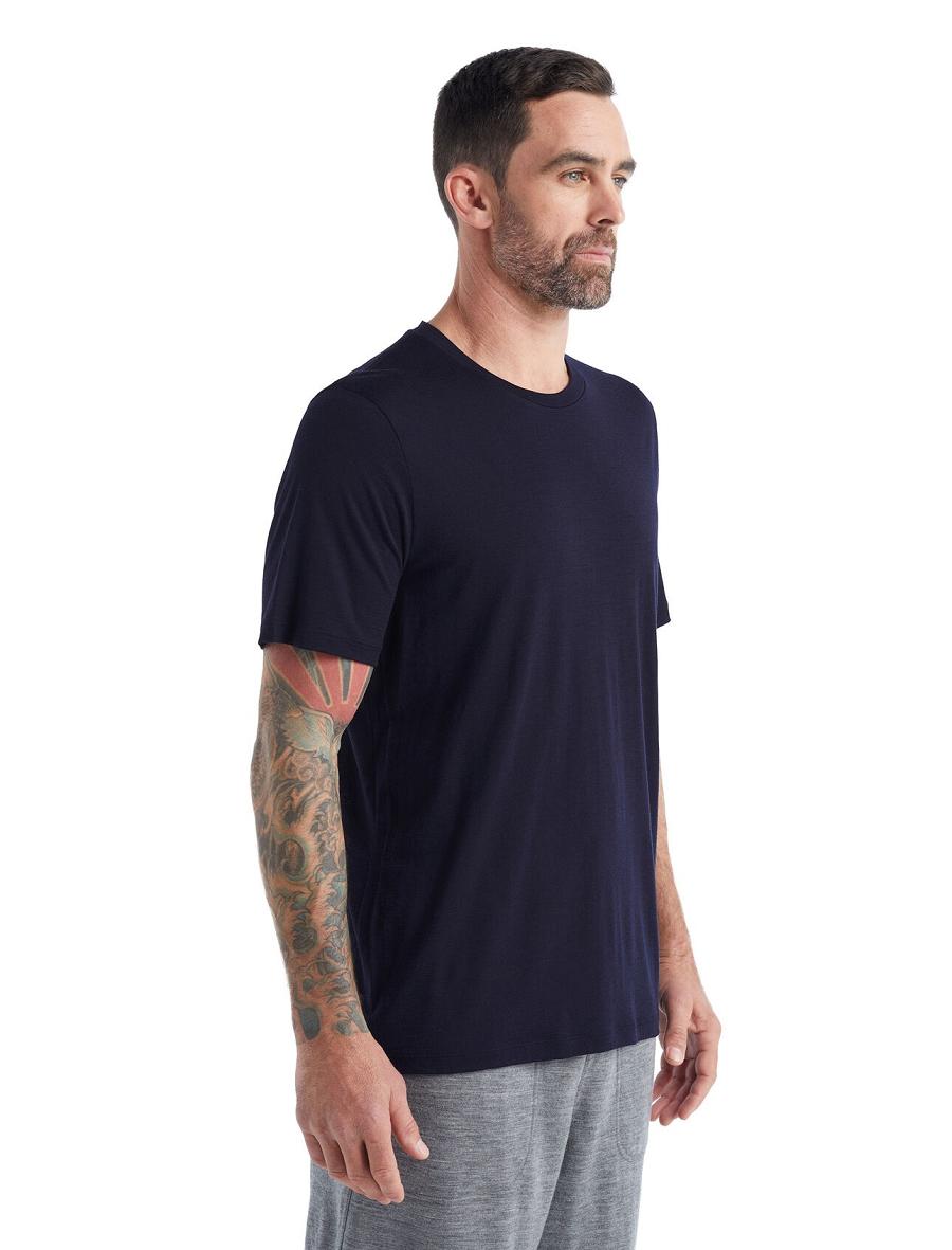 Koszulki Icebreaker Merino Tech Lite II Krótkie Sleeve Tee Męskie Granatowe | PL 1781EBCX